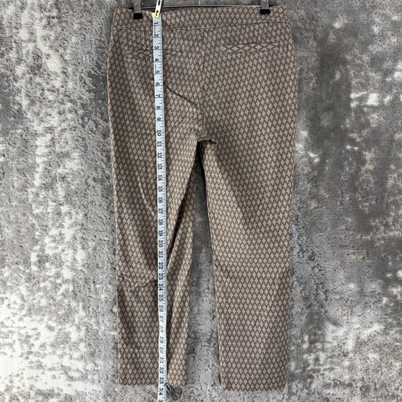 Andrienne Vittadini Size 6 Geometric Ankle Straight Leg Pull On Pants Brown - Picture 2 of 9